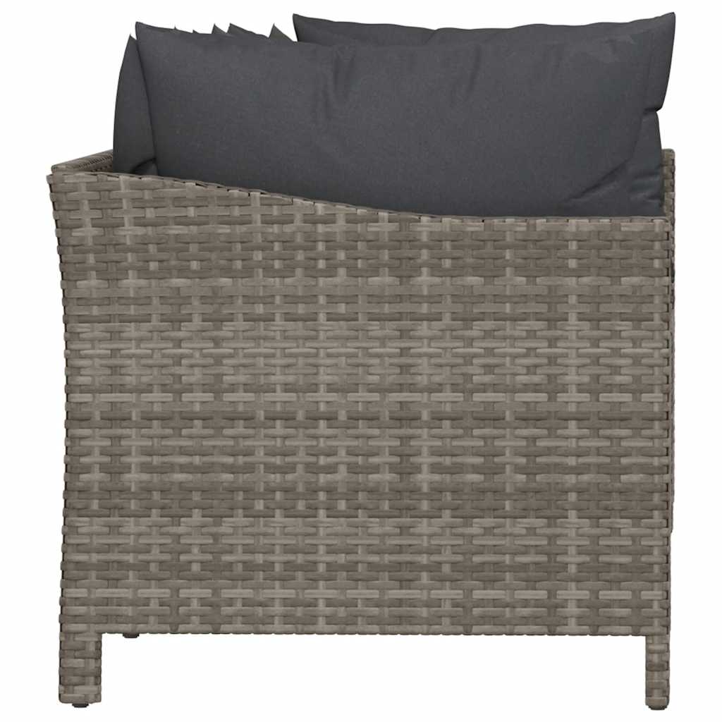 4 darabos szürke polyrattan kerti bútor szett párnákkal