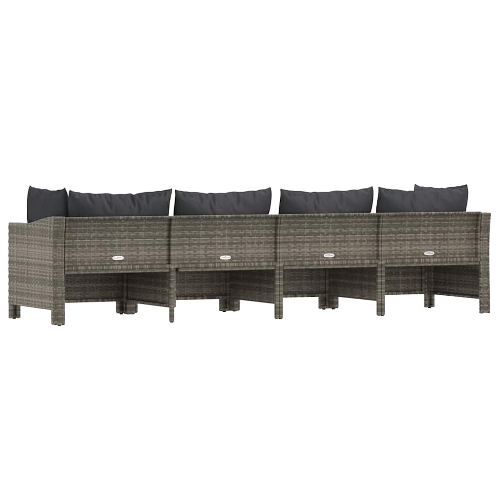 4 darabos szürke polyrattan kerti bútor szett párnákkal
