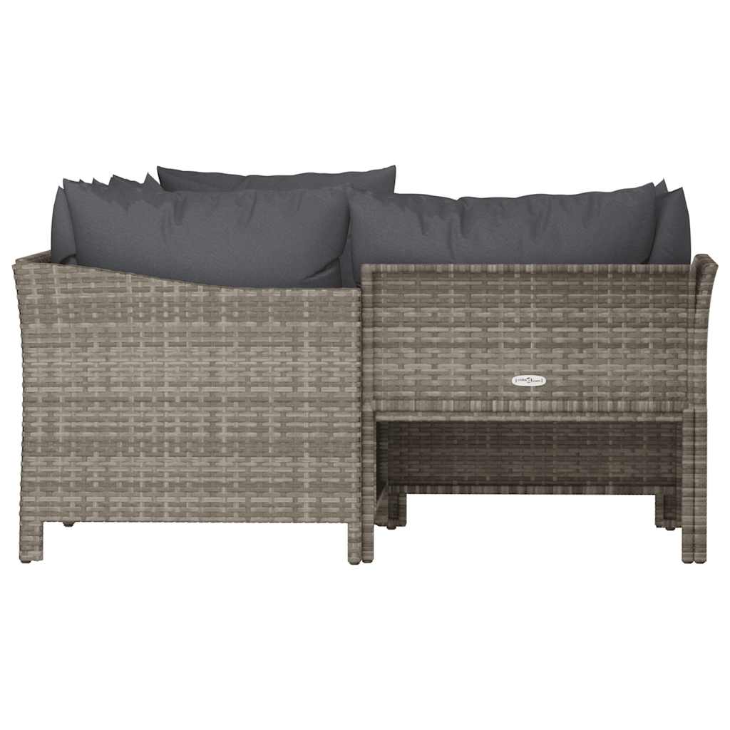 4 darabos szürke polyrattan kerti bútor szett párnákkal