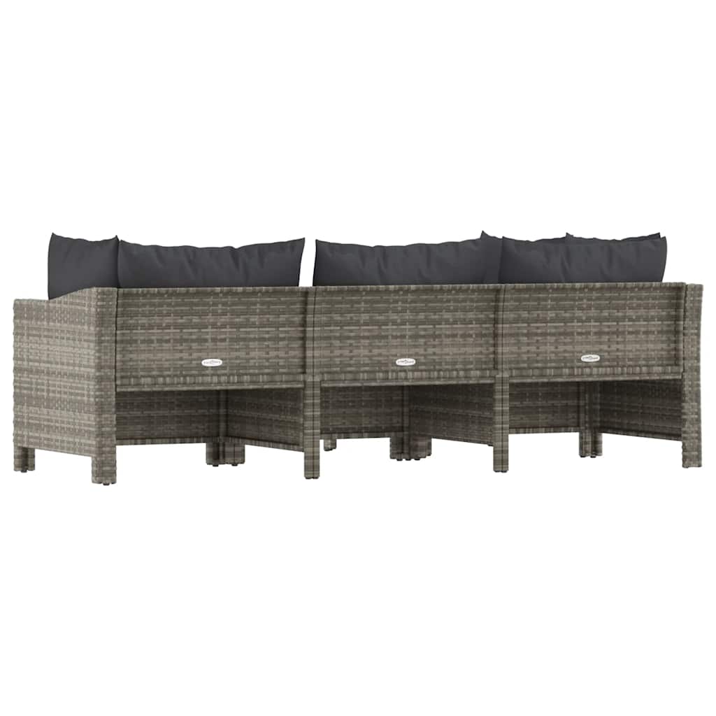 4 darabos szürke polyrattan kerti bútor szett párnákkal