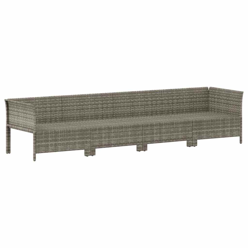4 darabos szürke polyrattan kerti bútor szett párnákkal