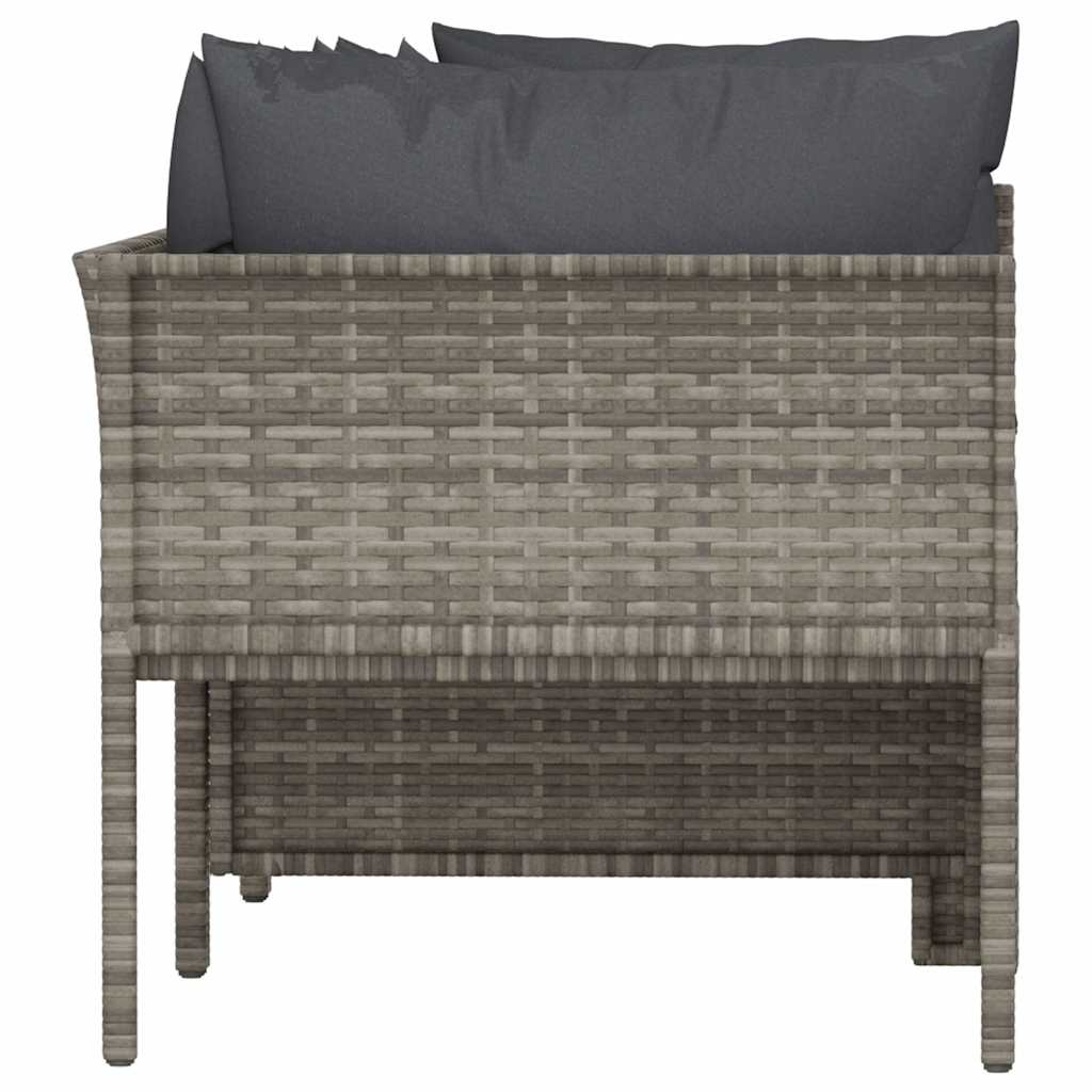 4 darabos szürke polyrattan kerti bútor szett párnákkal