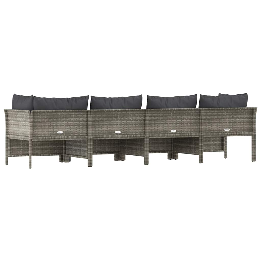 4 darabos szürke polyrattan kerti bútor szett párnákkal
