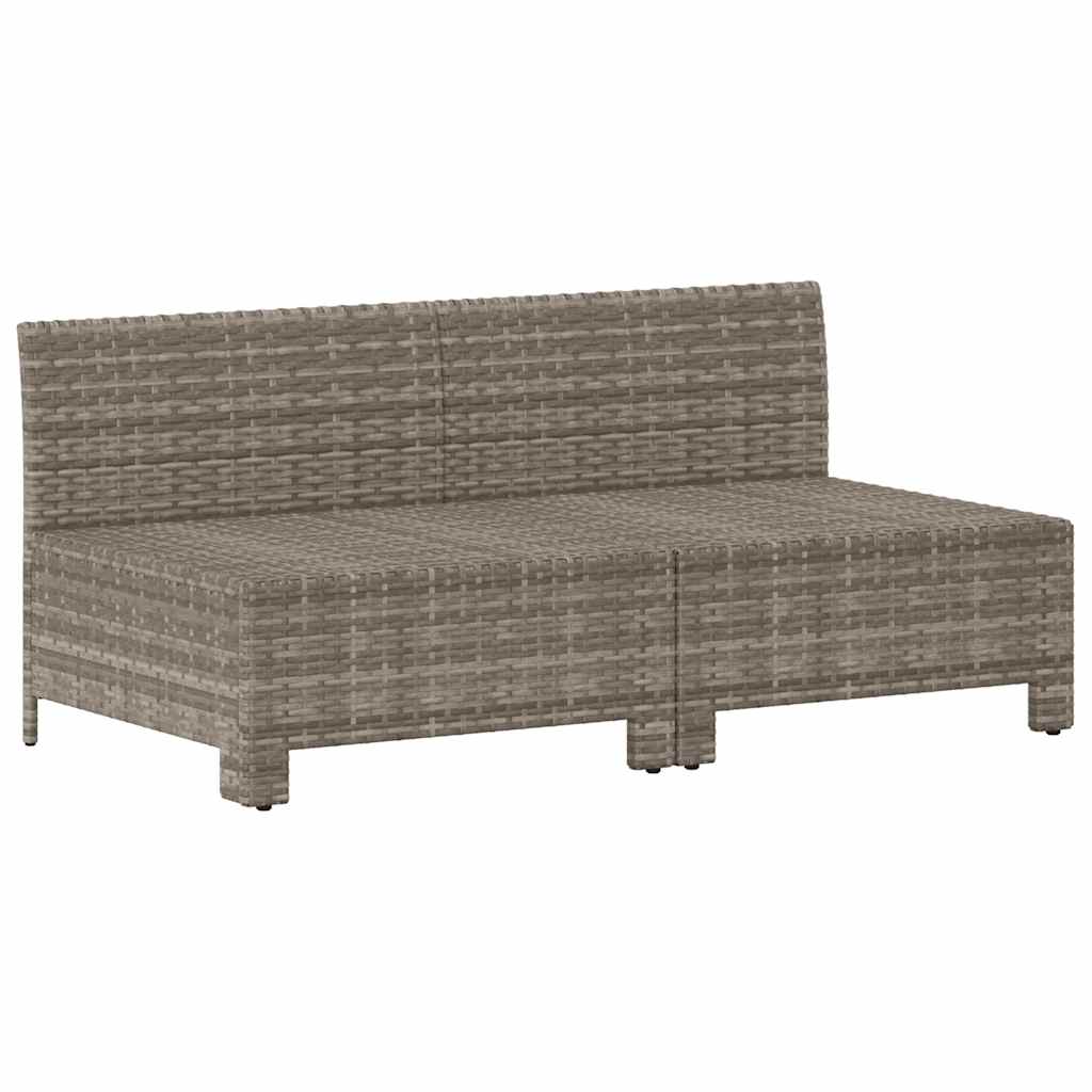 2 személyes szürke polyrattan kerti kanapé párnákkal