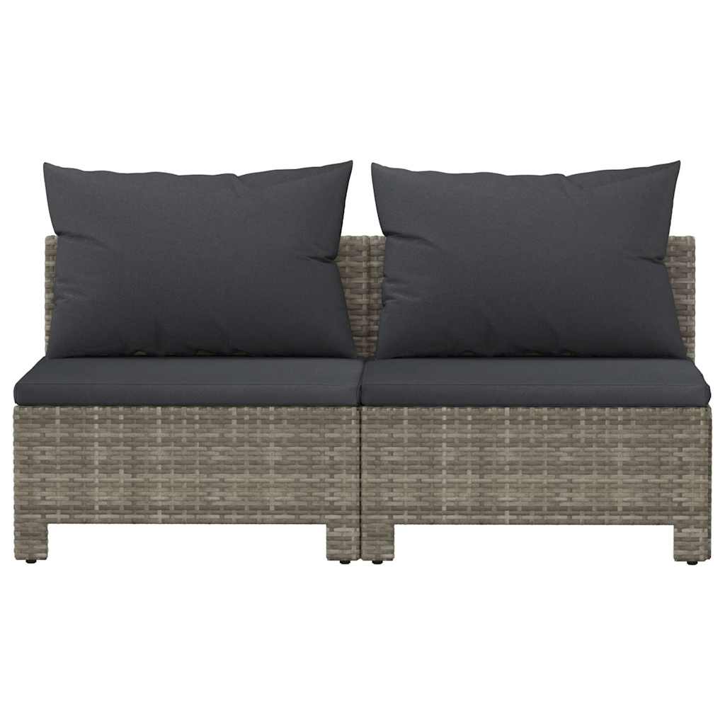 2 személyes szürke polyrattan kerti kanapé párnákkal