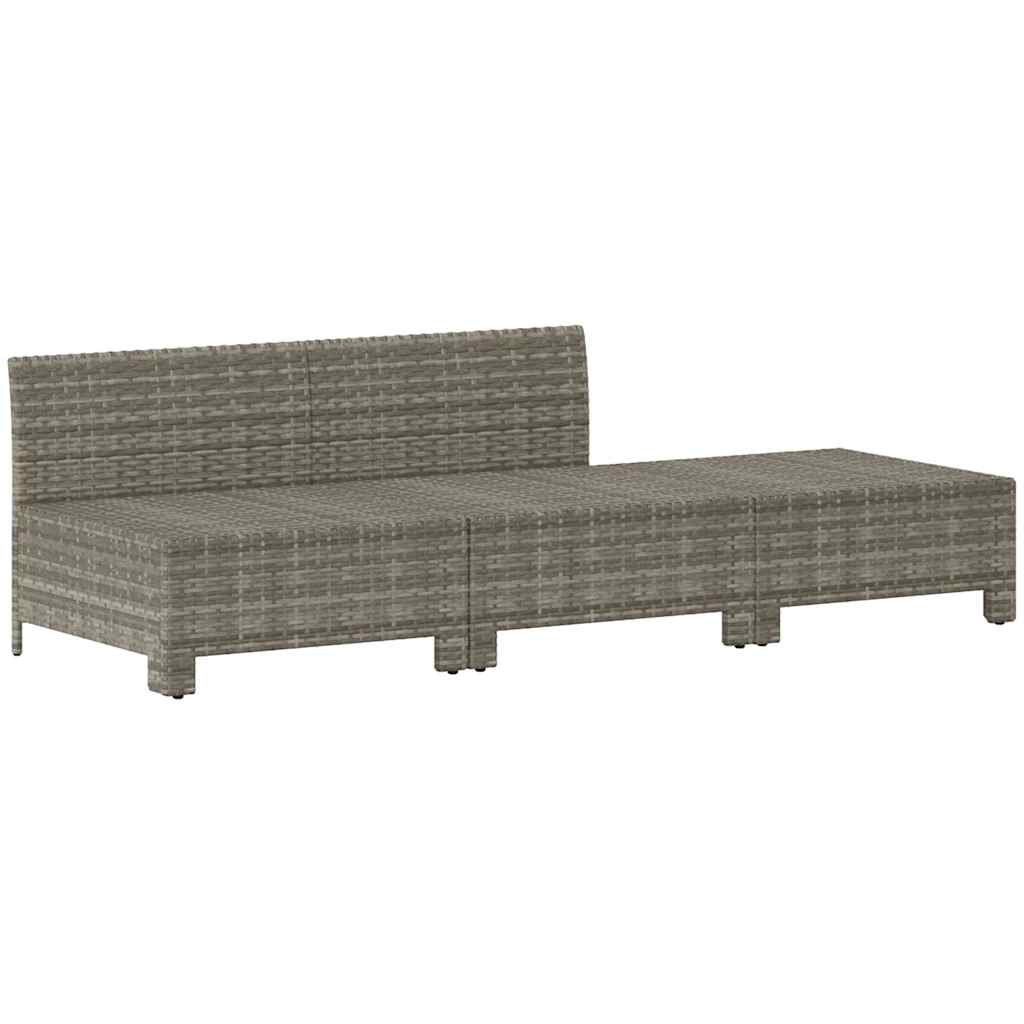 3 részes szürke polyrattan kerti bútor szett párnákkal