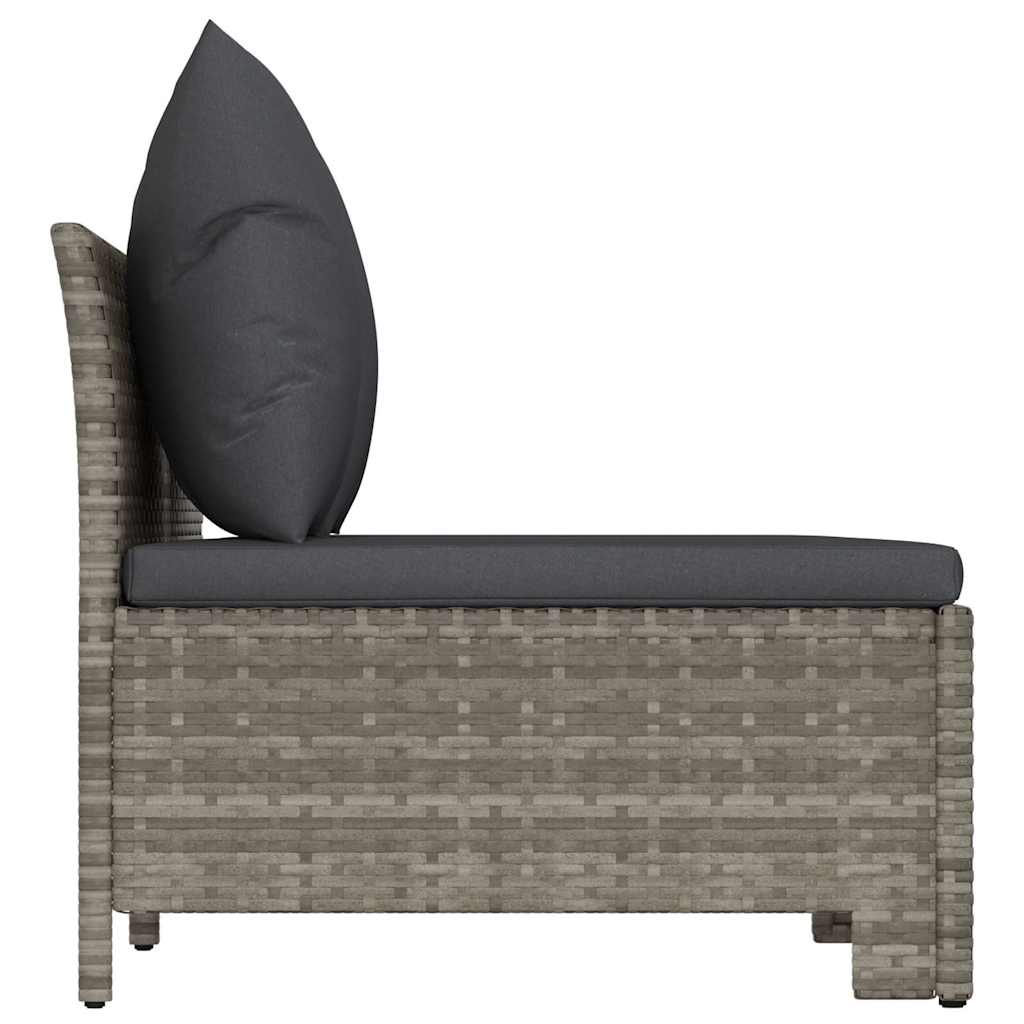 3 részes szürke polyrattan kerti bútor szett párnákkal