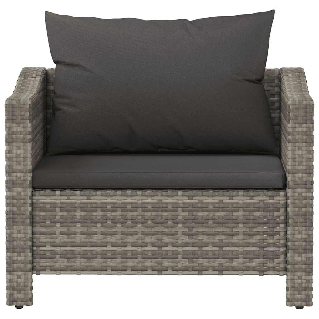 szürke polyrattan kerti fotel párnával