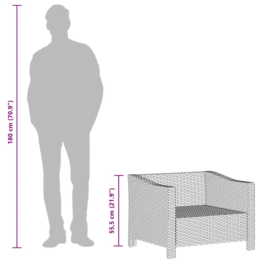 szürke polyrattan kerti fotel párnával