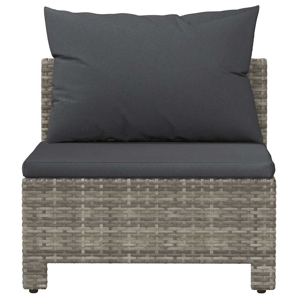 szürke polyrattan kerti középső kanapé párnával