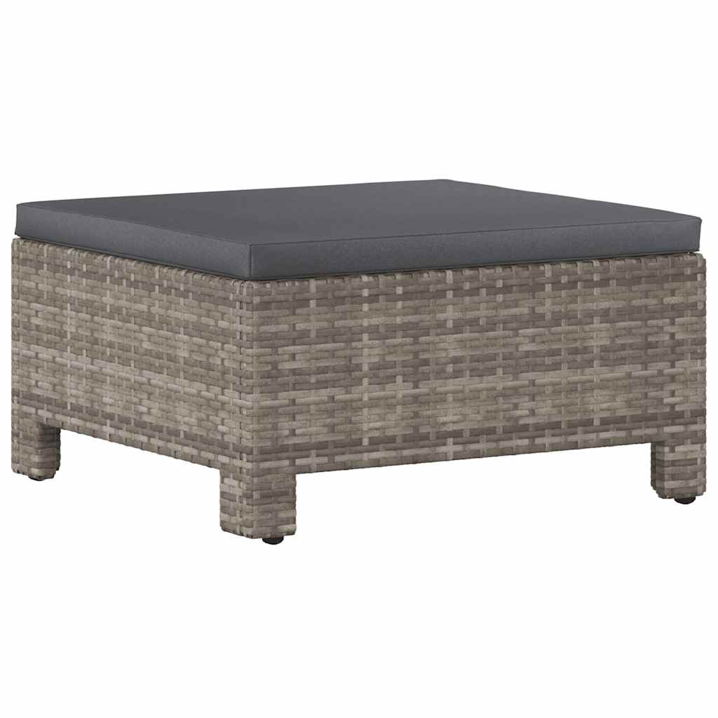 szürke polyrattan kerti lábtartó párnával