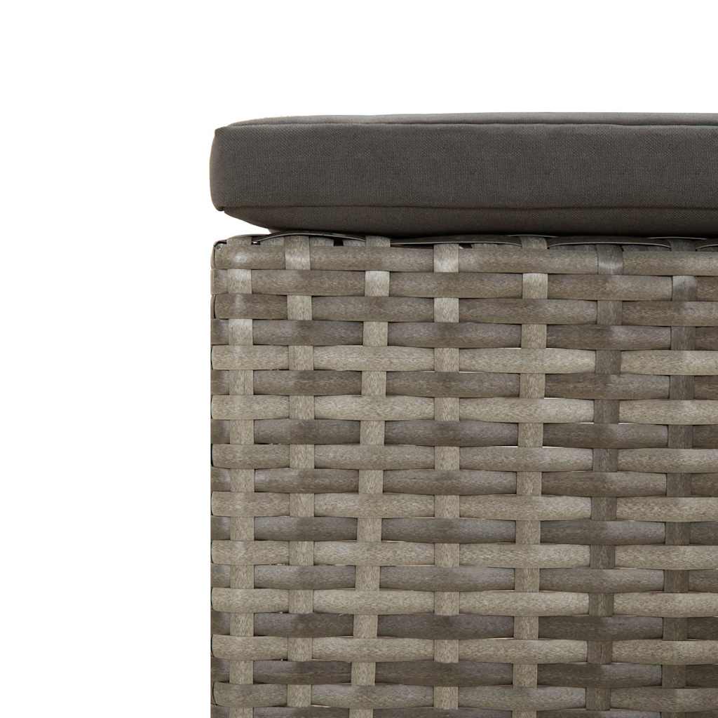 szürke polyrattan kerti lábtartó párnával