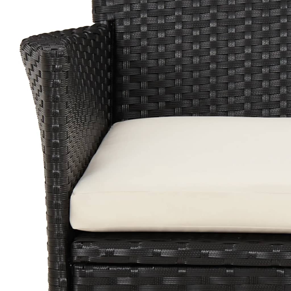 4 db fekete polyrattan kerti szék párnákkal (csak Egyesült Királyság/Írország/FI/NO)
