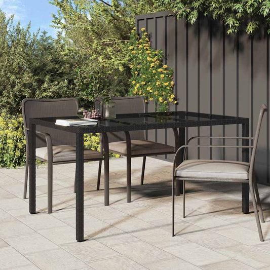Kerti Étkezőasztal Fekete 150 x 90 x 75 cm polirattan