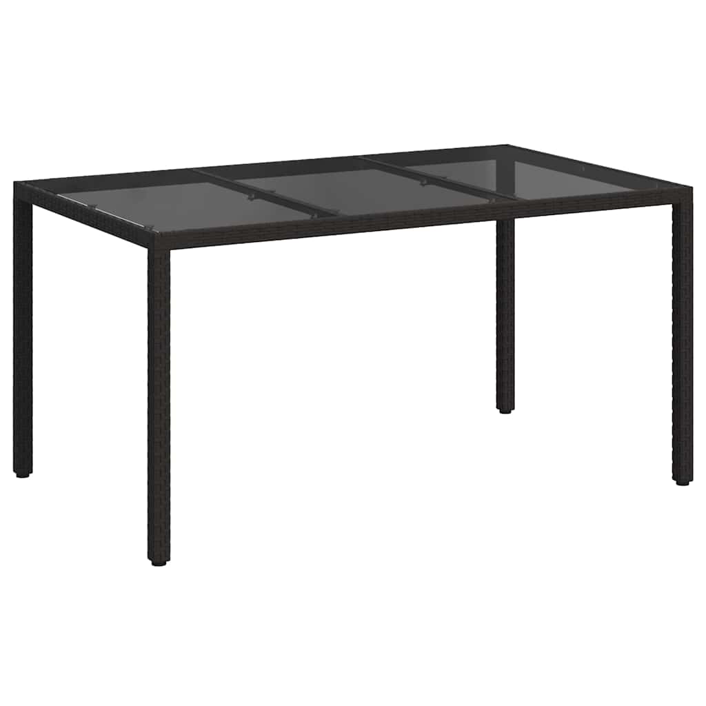 Kerti Étkezőasztal Fekete 150 x 90 x 75 cm polirattan