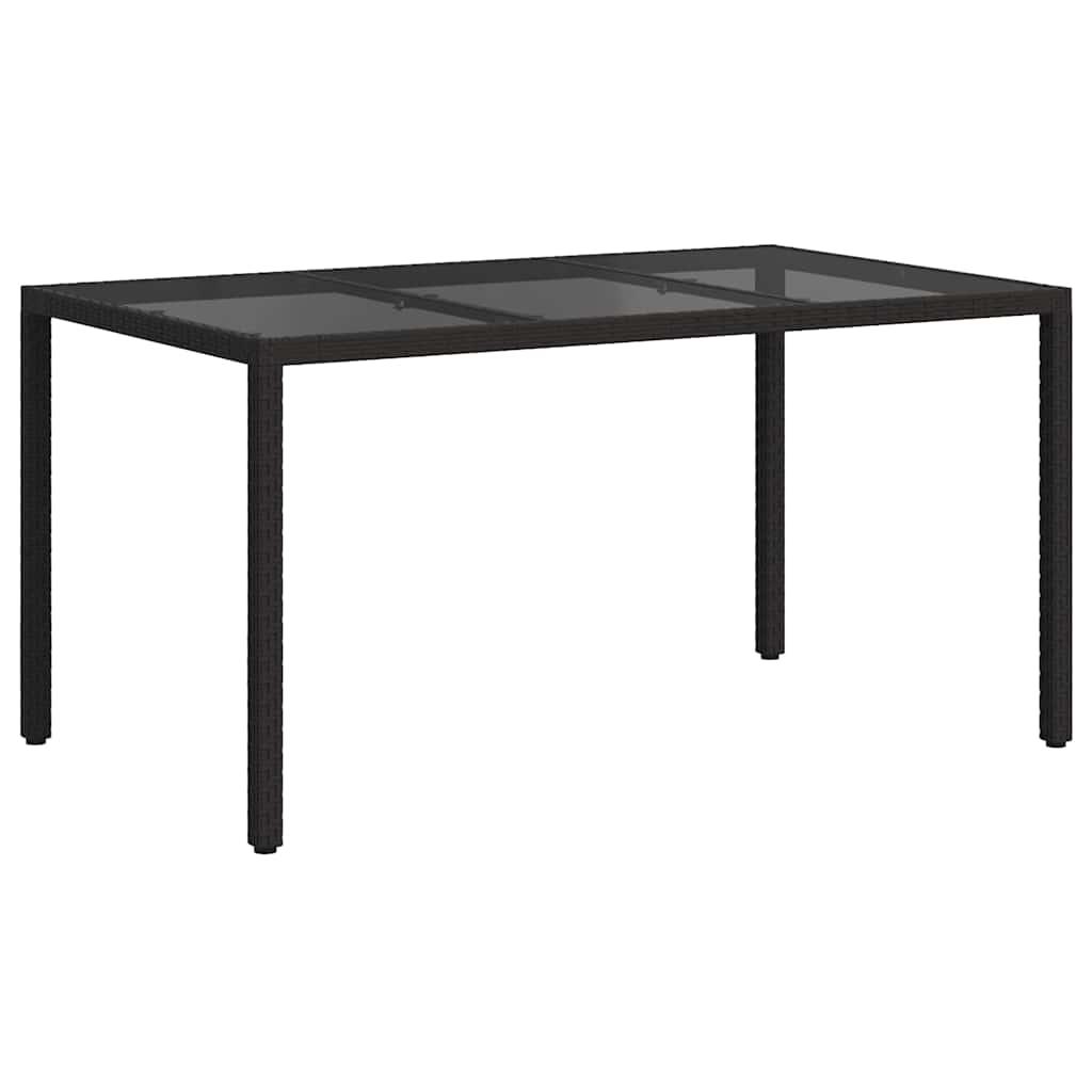 Kerti Étkezőasztal Fekete 150 x 90 x 75 cm polirattan