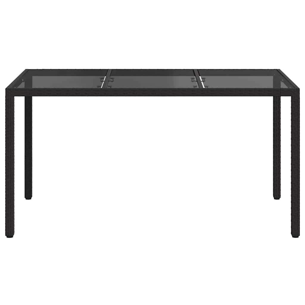 Kerti Étkezőasztal Fekete 150 x 90 x 75 cm polirattan