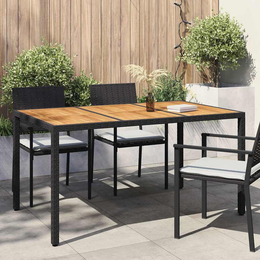 Kerti Asztal Fekete 150 x 90 x 75 cm polirattan