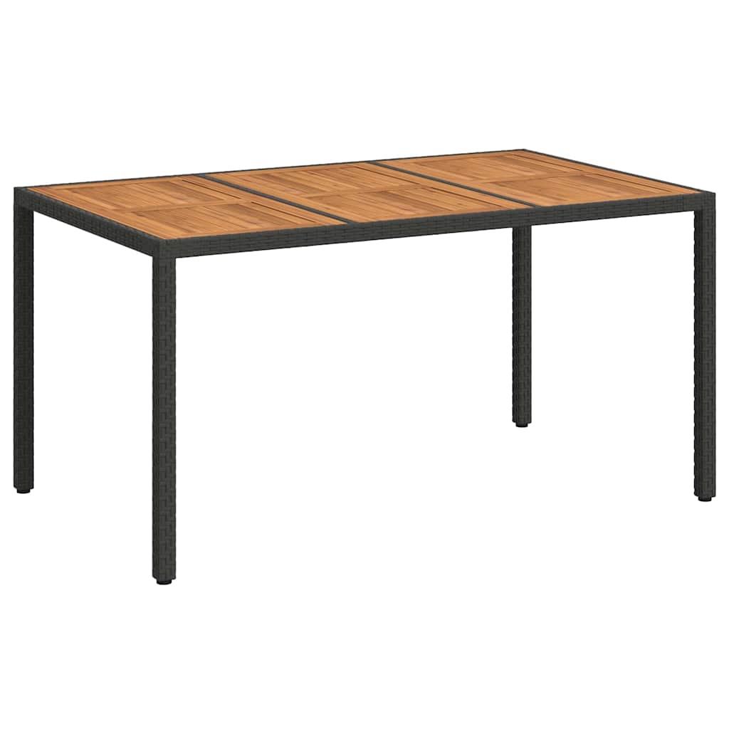 Kerti Asztal Fekete 150 x 90 x 75 cm polirattan
