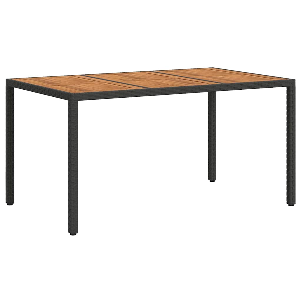 Kerti Asztal Fekete 150 x 90 x 75 cm polirattan
