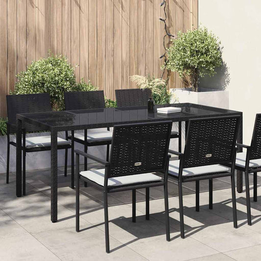 Kerti Asztal Fekete 190 x 90 x 75 cm polirattan