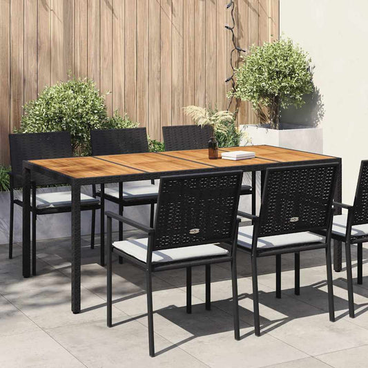 Kerti Asztal Fekete 190 x 90 x 75 cm polirattan