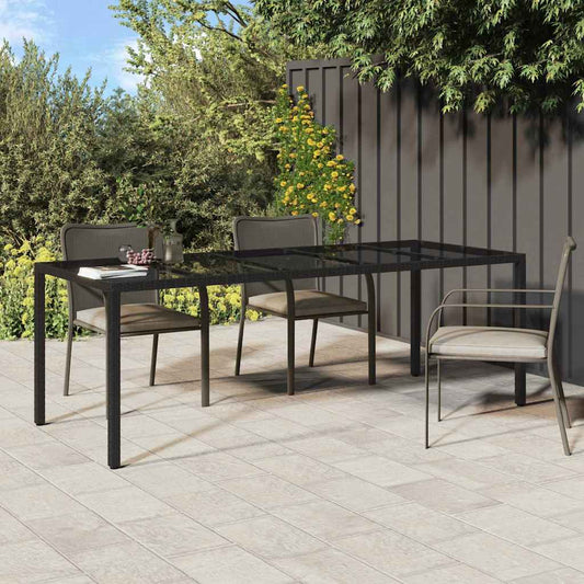 Kerti Étkezőasztal Tiszta fekete 250 x 100 x 75 cm polirattan