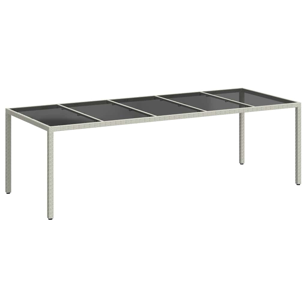 fehér polyrattan és edzett üveg kerti asztal 250 x 100 x 75 cm