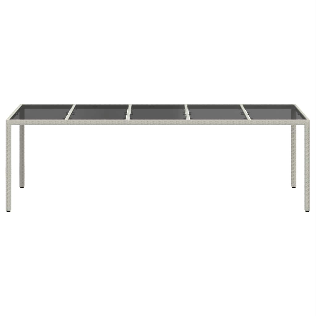 fehér polyrattan és edzett üveg kerti asztal 250 x 100 x 75 cm