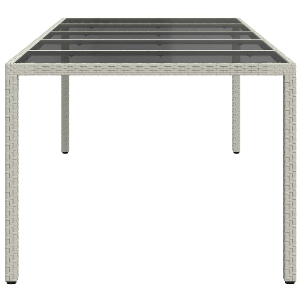 fehér polyrattan és edzett üveg kerti asztal 250 x 100 x 75 cm