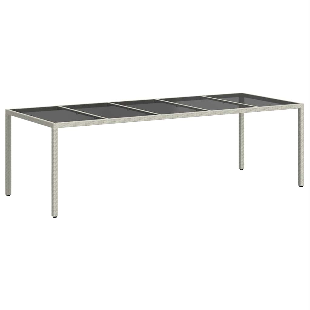 fehér polyrattan és edzett üveg kerti asztal 250 x 100 x 75 cm