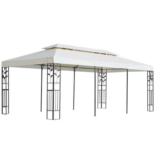 fehér acél pavilon dupla tetővel 6 x 3 m