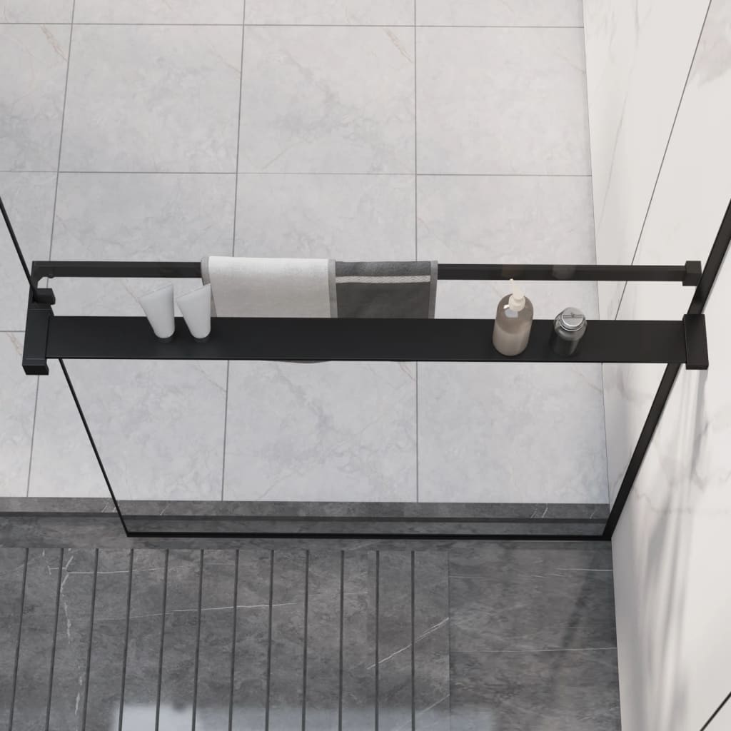 fekete alumínium zuhanypolc walk-in zuhanyfalhoz 80 cm