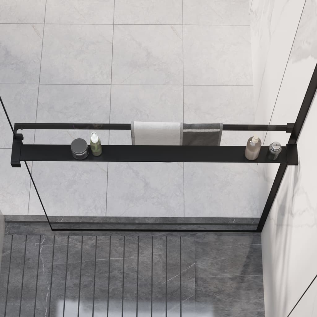 fekete alumínium zuhanypolc walk-in zuhanyfalhoz 90 cm