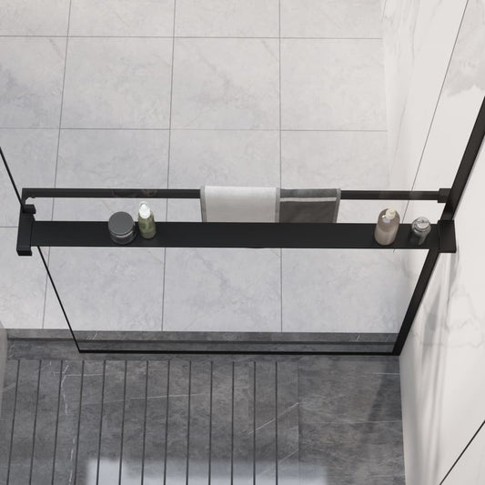 fekete alumínium zuhanypolc walk-in zuhanyfalhoz 90 cm