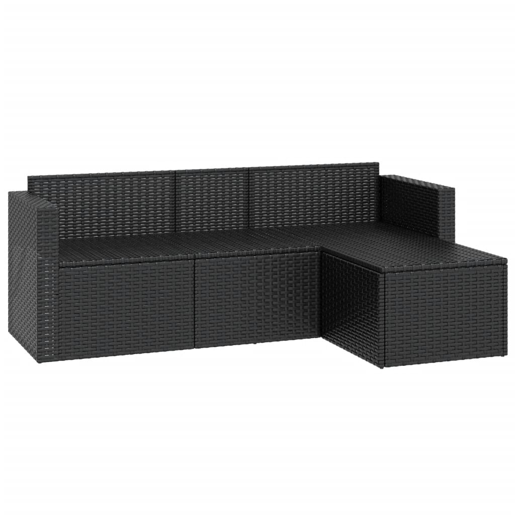 fekete polyrattan kerti ülőgarnitúra