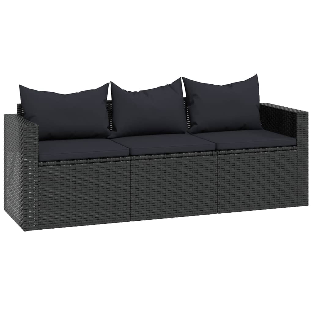 fekete polyrattan kerti ülőgarnitúra