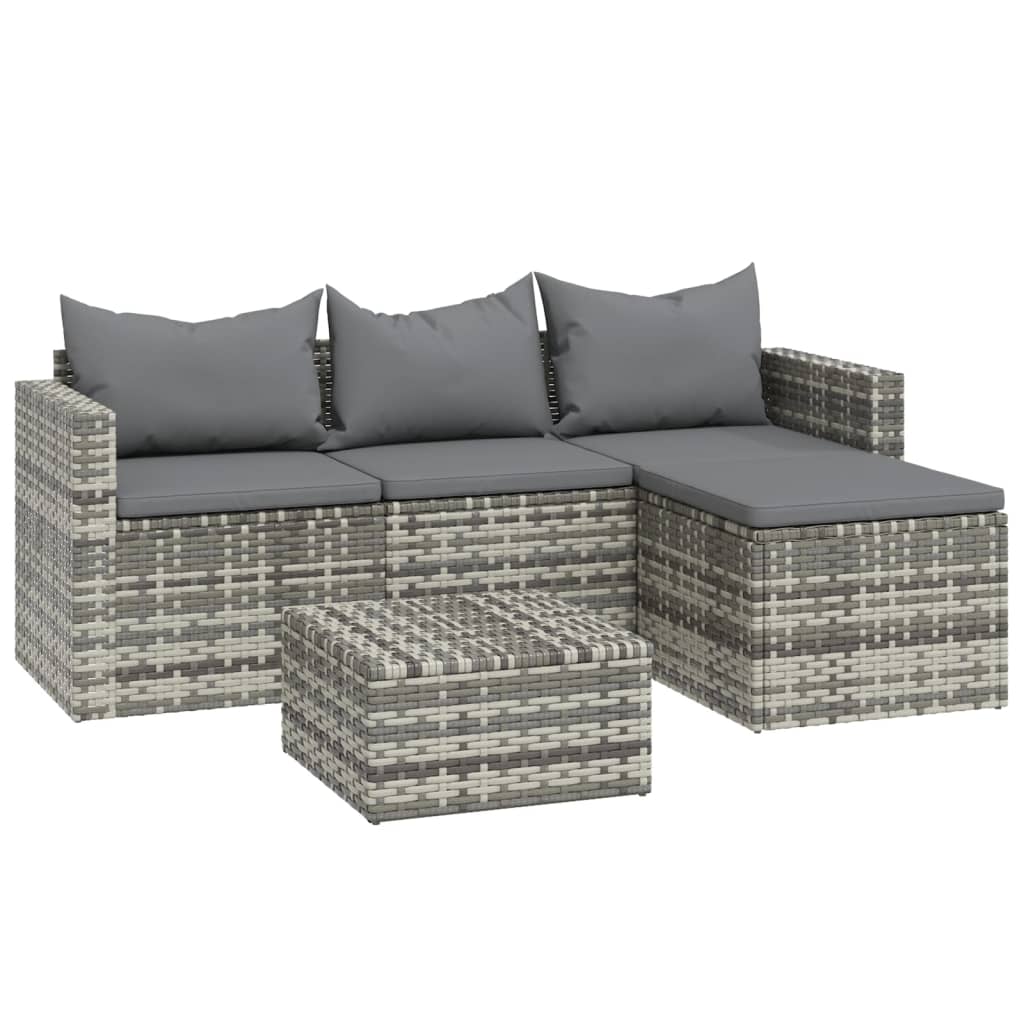 3 részes szürke polyrattan kerti ülőgarnitúra párnákkal