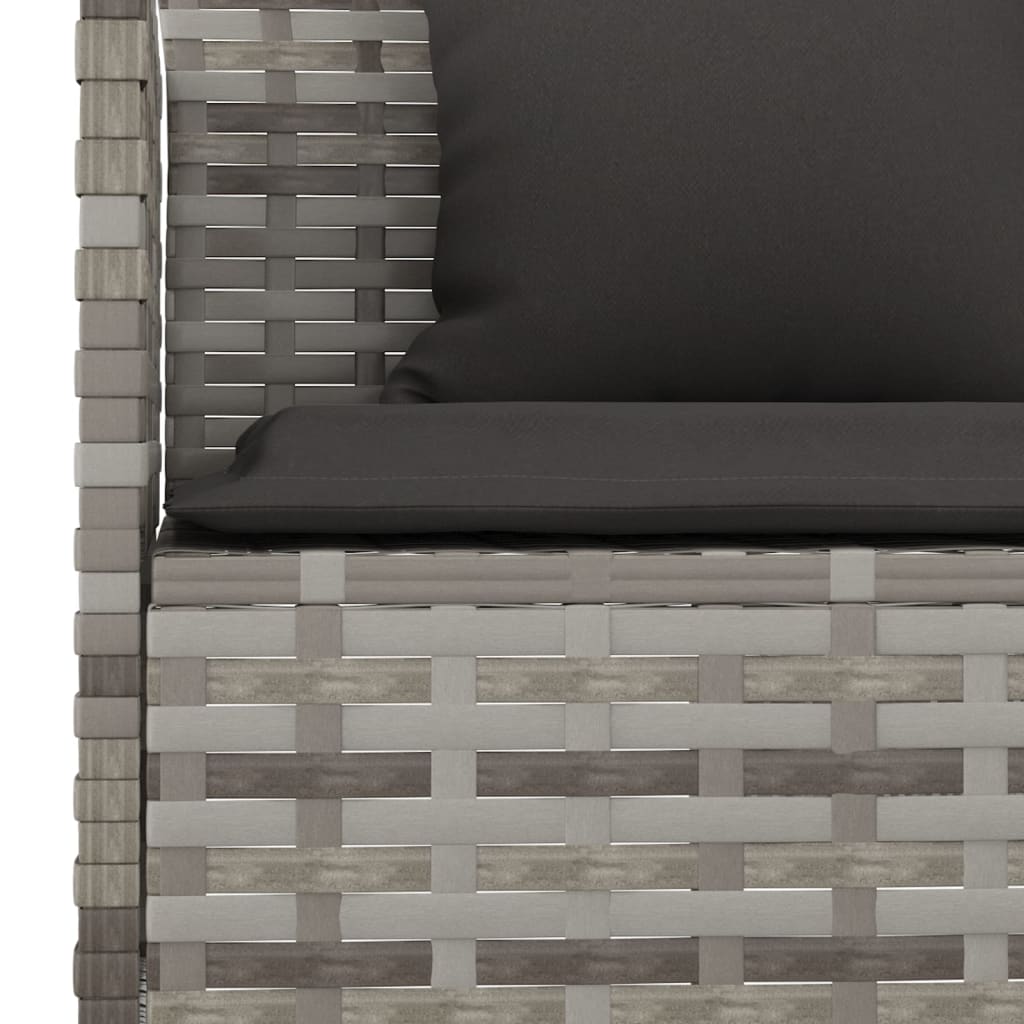 2 részes szürke polyrattan kerti étkezőgarnitúra párnákkal