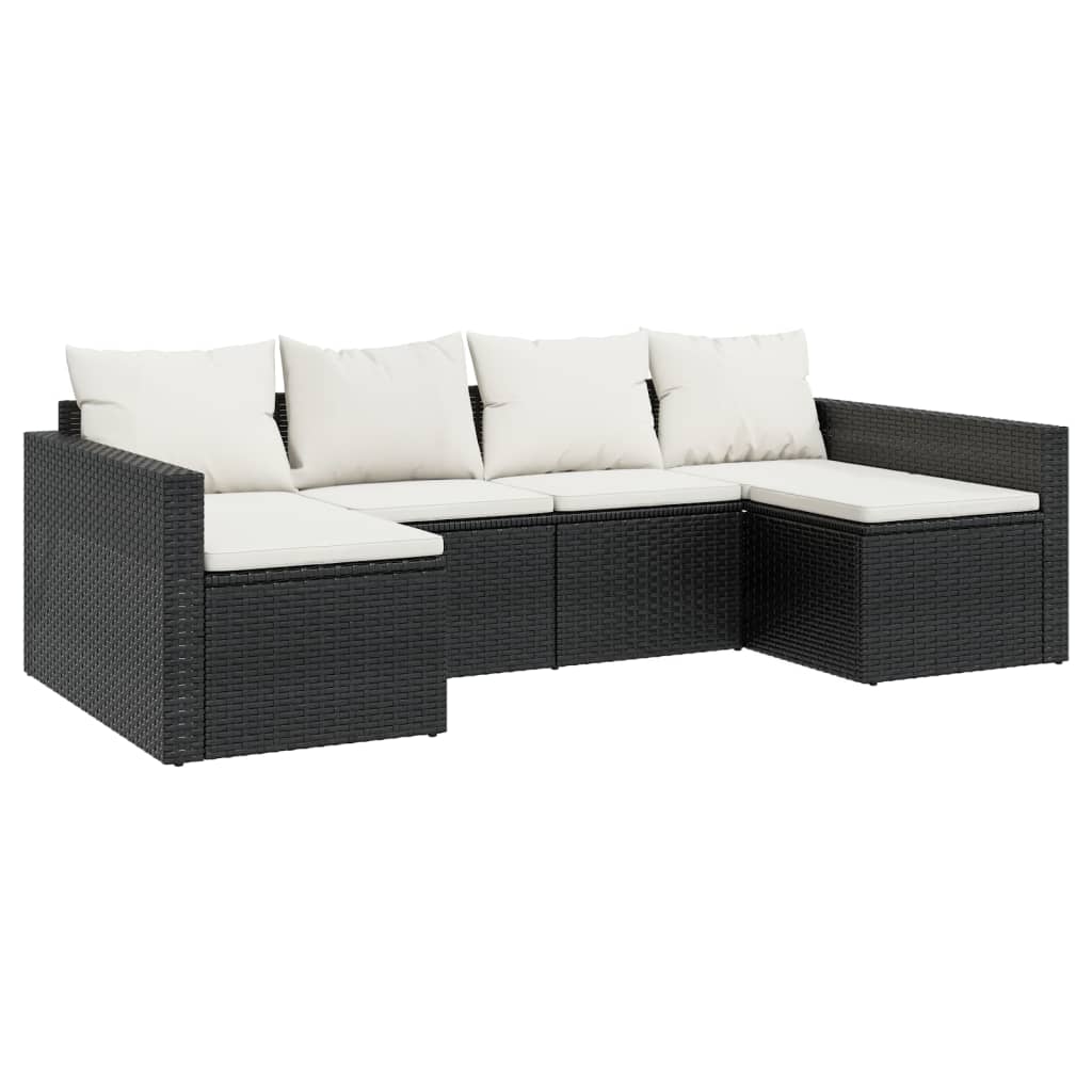 2 részes fekete polyrattan kerti ülőgarnitúra párnákkal