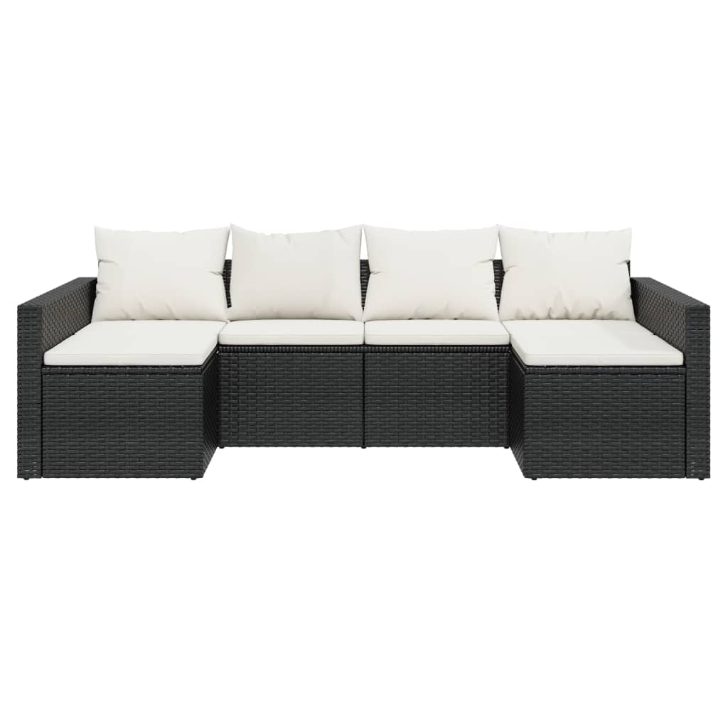2 részes fekete polyrattan kerti ülőgarnitúra párnákkal