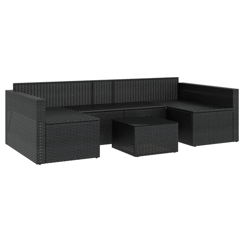 2 részes fekete polyrattan kerti ülőgarnitúra párnákkal