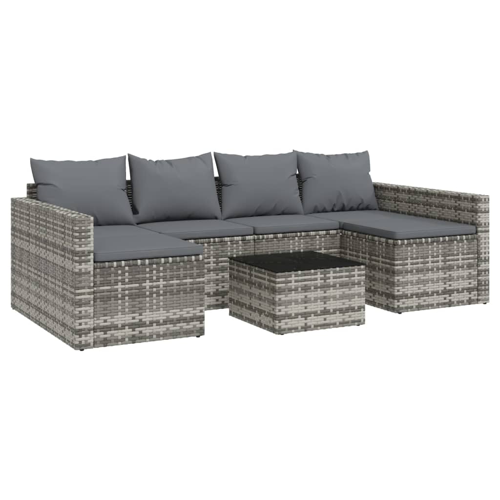 2 részes szürke polyrattan kerti ülőgarnitúra párnákkal