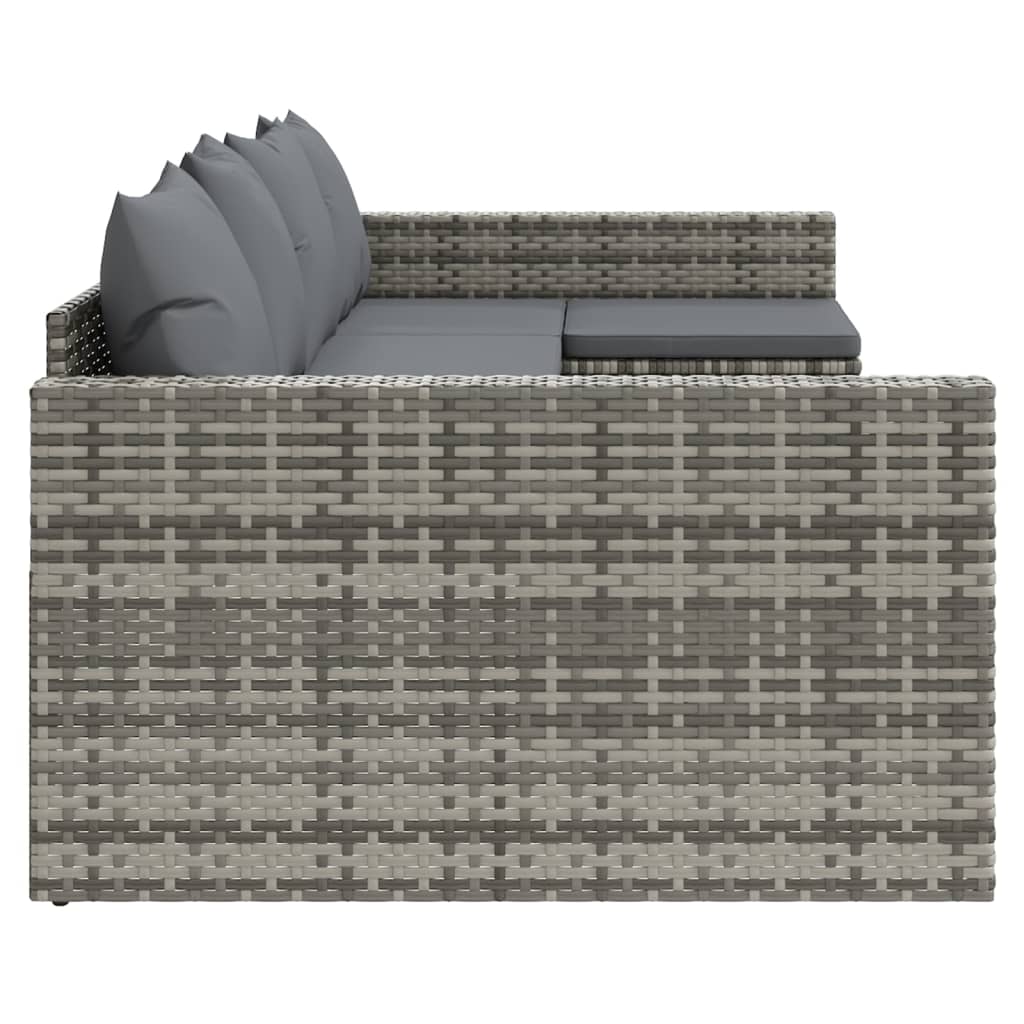 2 részes szürke polyrattan kerti ülőgarnitúra párnákkal
