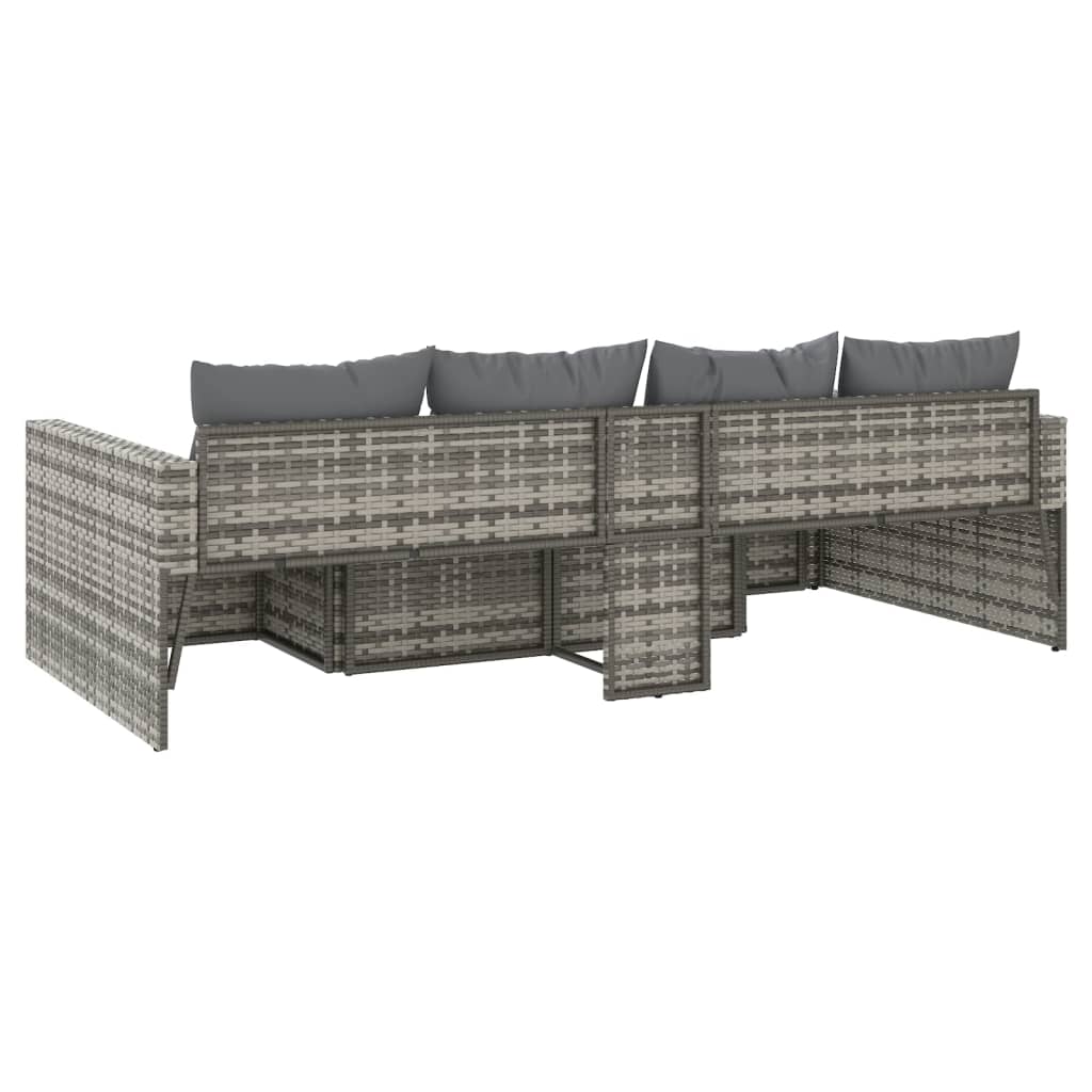2 részes szürke polyrattan kerti ülőgarnitúra párnákkal