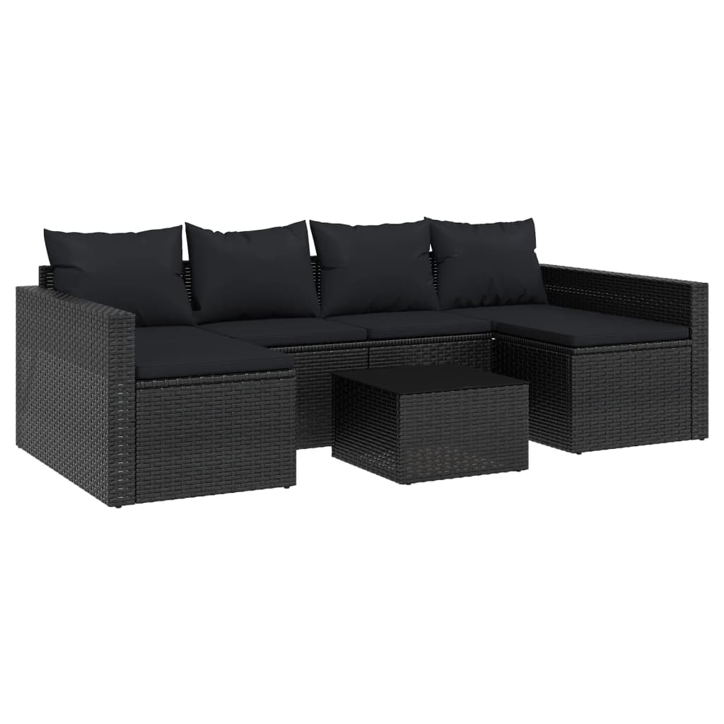 2 részes fekete polyrattan kerti ülőgarnitúra párnákkal