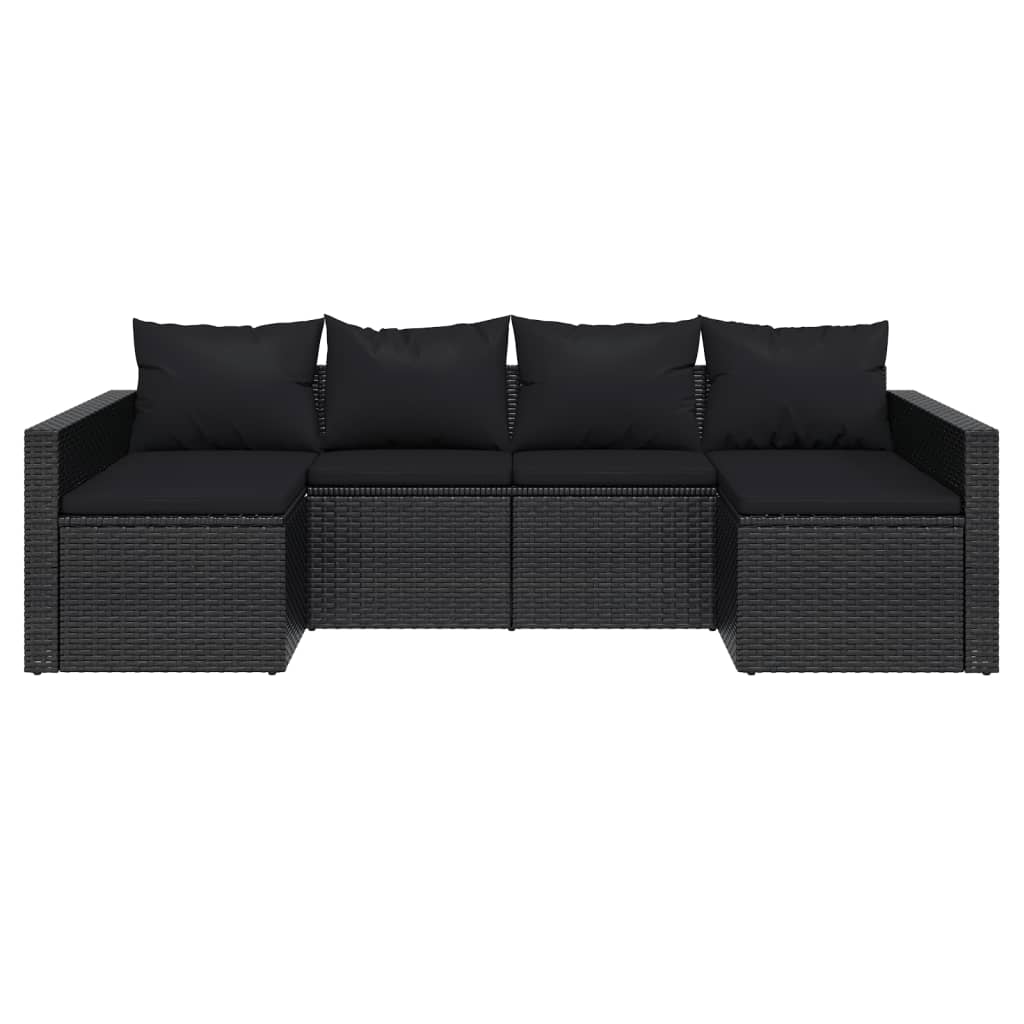 2 részes fekete polyrattan kerti ülőgarnitúra párnákkal