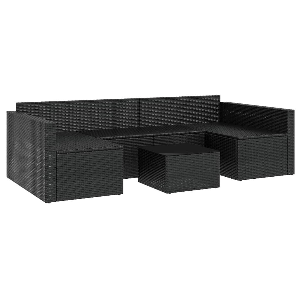 2 részes fekete polyrattan kerti ülőgarnitúra párnákkal