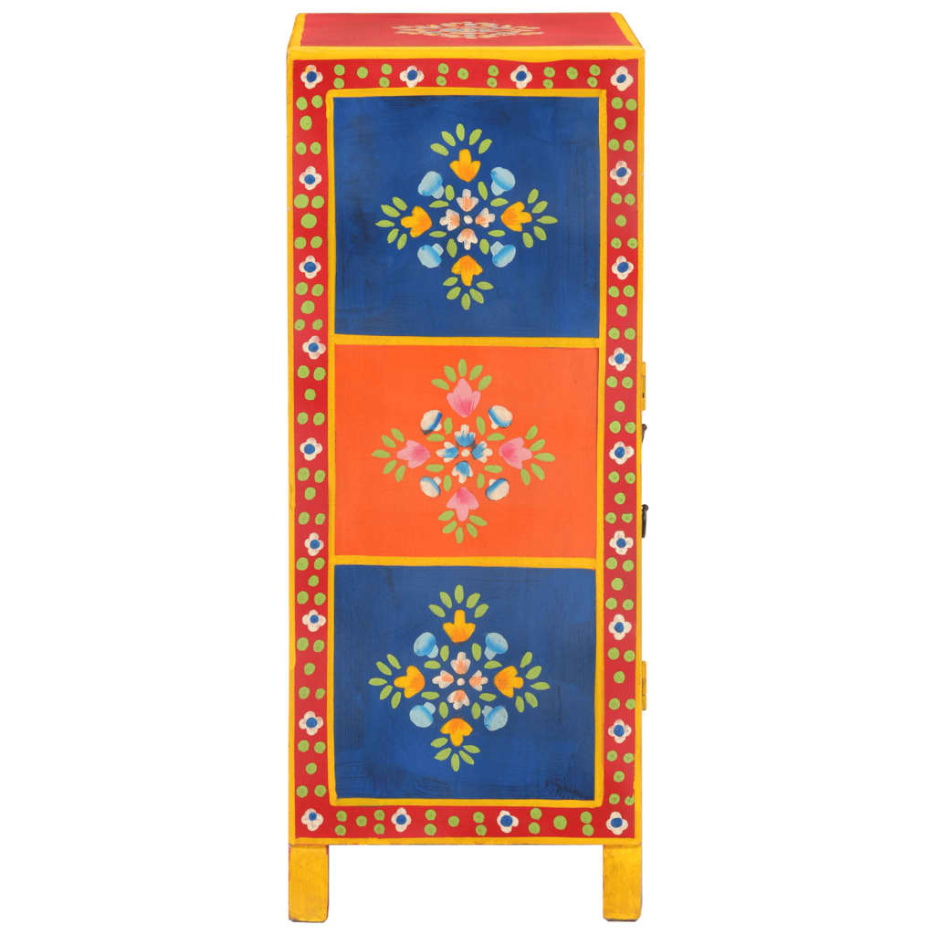 kézzel festett tömör mangófa kisszekrény ajtókkal 53x30x74 cm