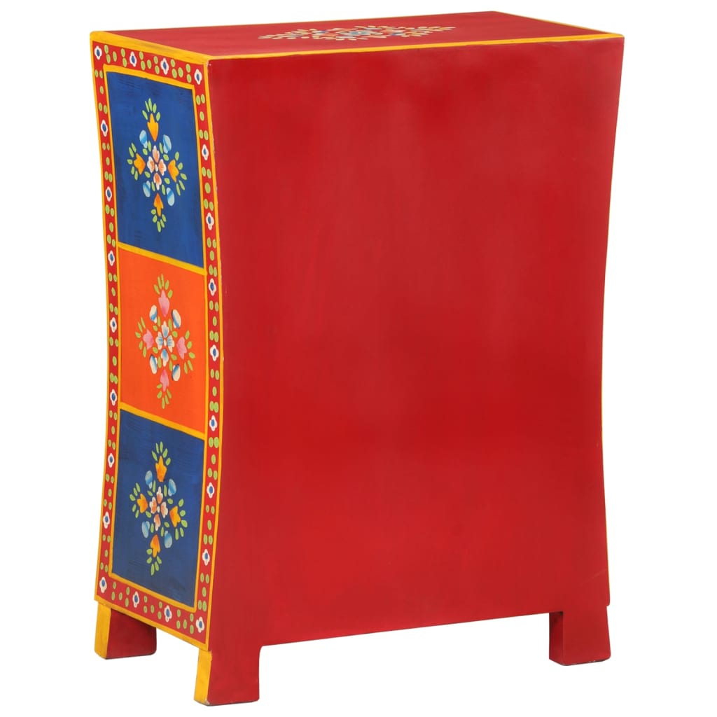 kézzel festett tömör mangófa kisszekrény ajtókkal 53x30x74 cm